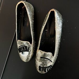 Chiara Ferragni Glitter Flirting Round Flats